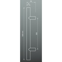 Paire de poignées en chêne pour porte en verre sauna  longueur 500mm
