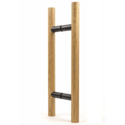 Paire de poignées en chêne pour porte en verre sauna  longueur 500mm