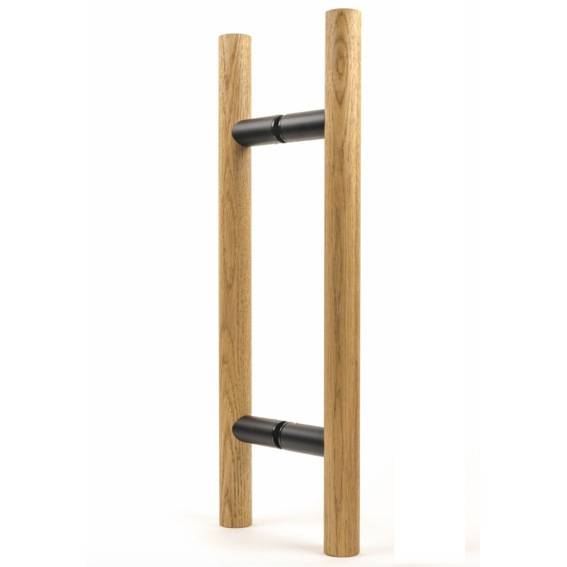 Paire de poignées en chêne pour porte en verre sauna  longueur 500mm