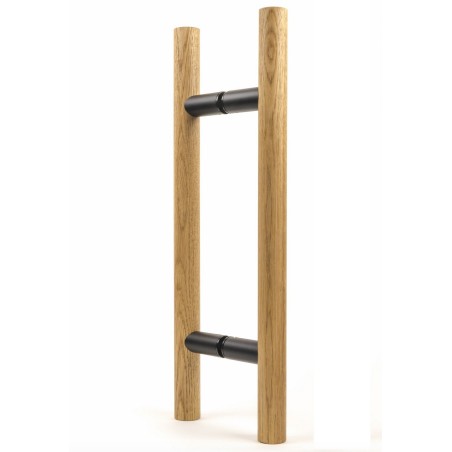 Paire de poignées en chêne pour porte en verre sauna  longueur 500mm