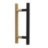 Paire de poignées bois - Alu noir pour porte en verre sauna  longueur 500mm